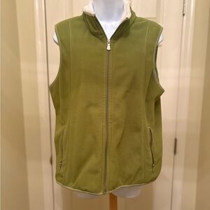 DAVID BROOKS Woman’s Avocado Green Fleece Vest with Plush White Lining, Size: L